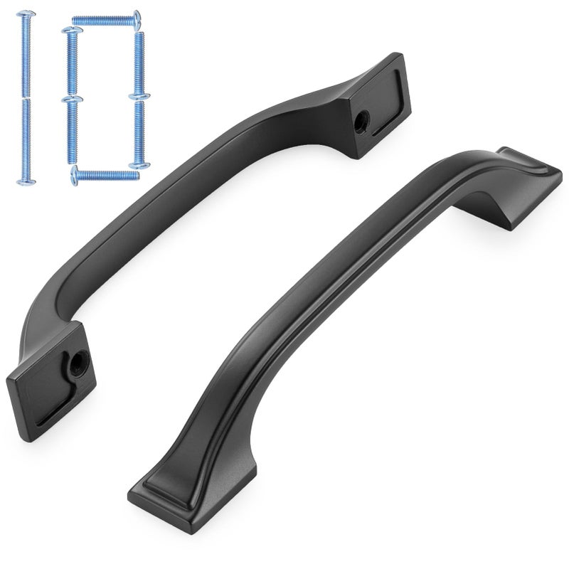 KOOFIZO Square Foot Craftsman Cabinet Bow Pull - Black Furniture Handle, 3.8 Inch/96mm Screw Spacing, 10-Pack for Kitchen Cupboard Door, Bedroom Dresser Drawer, Bathroom Wardrobe Hardware - Image 1
